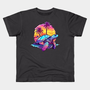 Sea Turtle Relaxing Vibrant Colored Kids T-Shirt